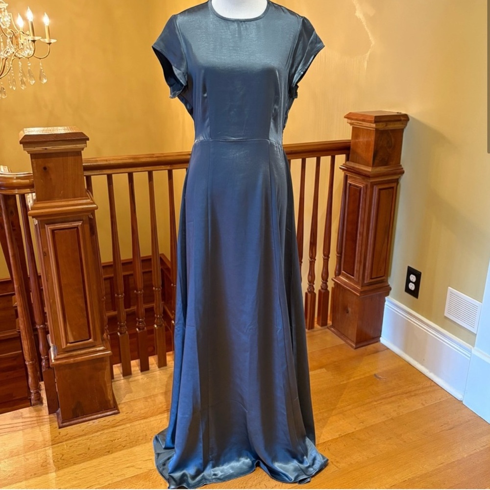 Bohme Blue Flutter Sleeve Maxi Gown